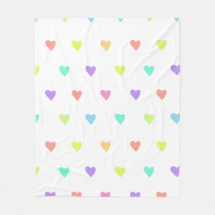Cute Pastel Rainbow Hearts Pattern Fleece Blanket