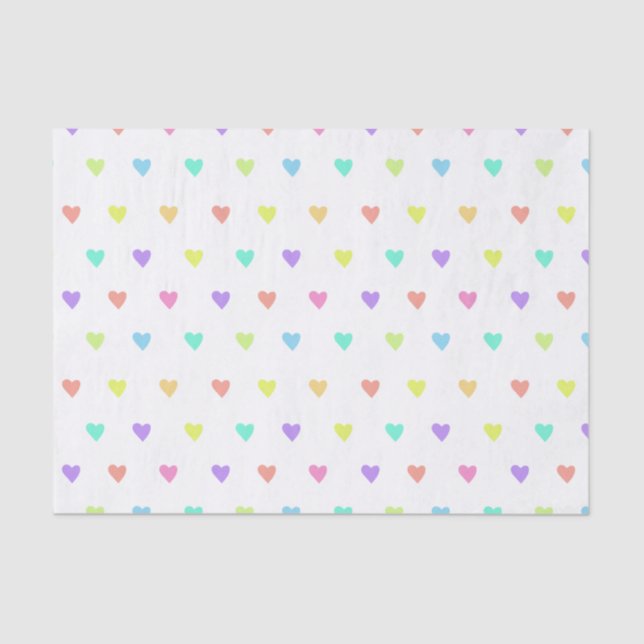 Cute Pastel Rainbow Hearts Pattern Tissue Paper (Front)