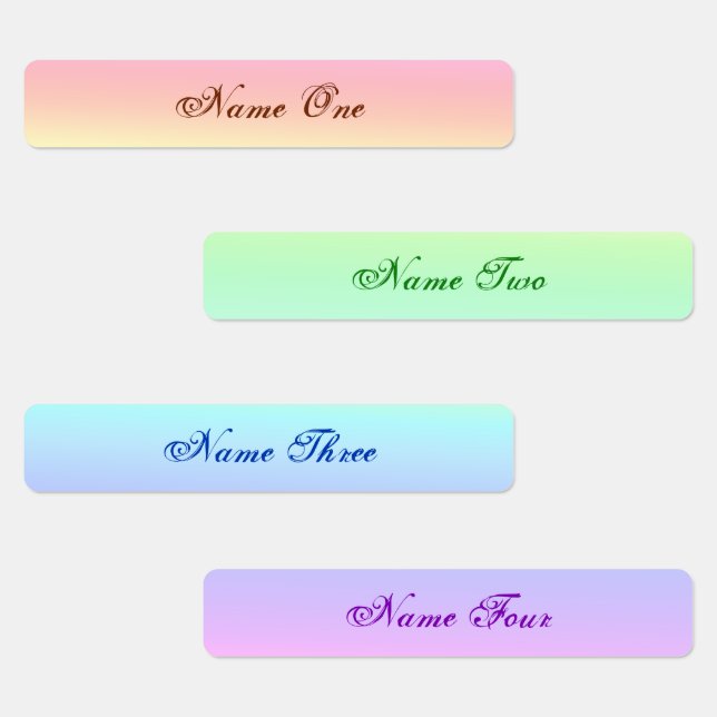 Cute Pastel Rainbow Iron On Name Tag Labels (Group)
