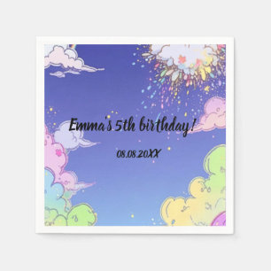 Cute Pastel Rainbow Kids Birthday Party Customised Napkin