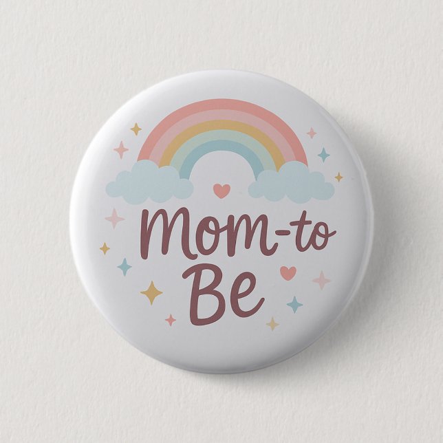 Cute Pastel Rainbow Mum to Be  Button (Front)