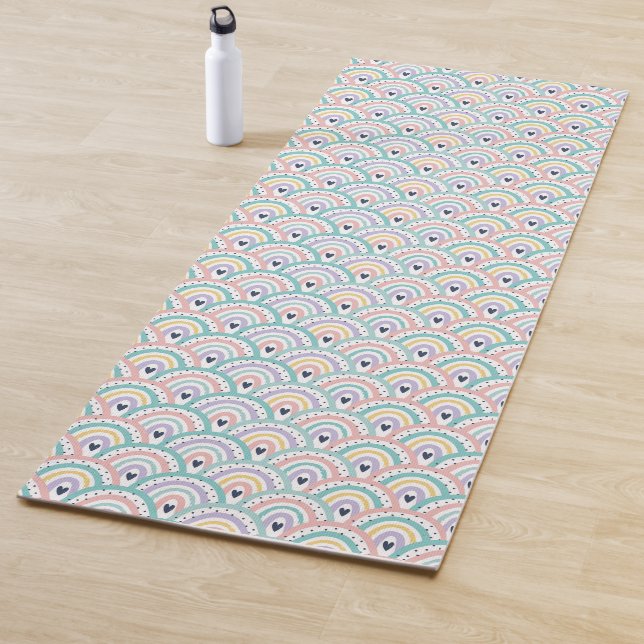Cute Pastel Rainbow Pattern Yoga Mat (In Situ)
