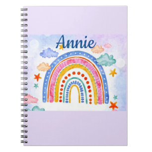 Cute pastel rainbow personalised  notebook