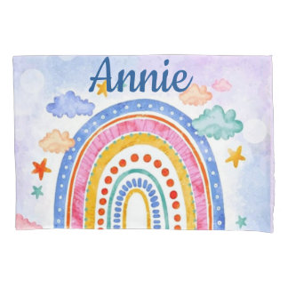 Cute pastel rainbow personalised  pillowcase