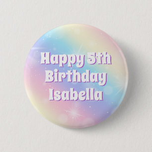 Cute Pastel Rainbow Sparkle Kids Birthday Party 6 Cm Round Badge