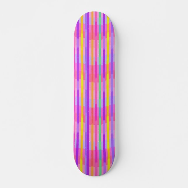 Cute Pastel Rainbow Stripes Skateboard (Front)