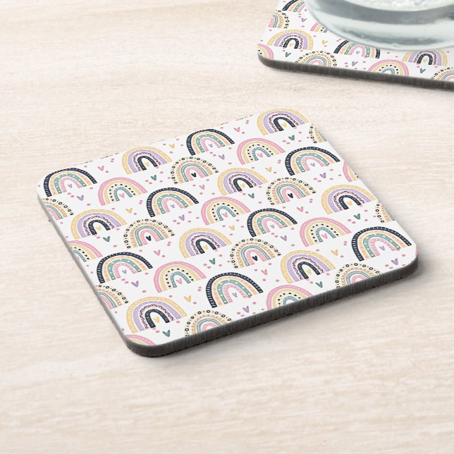 Cute pastel rainbows  coaster (Left Side)