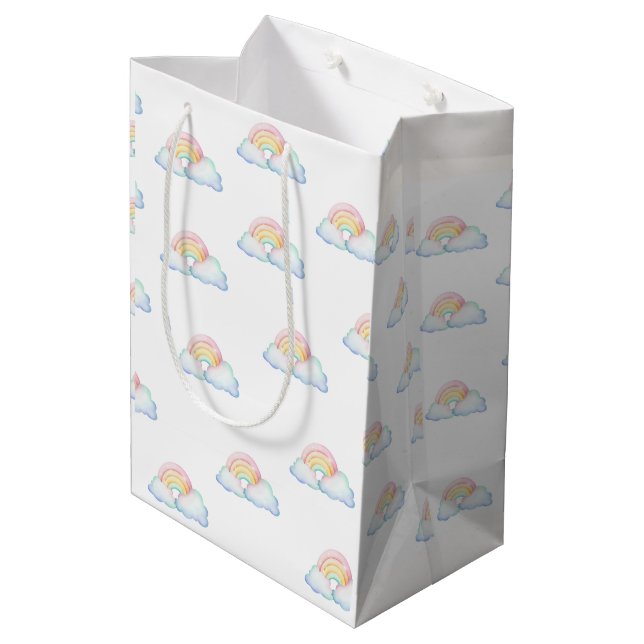 Cute Pastel Rainbows gift bag (Back Angled)