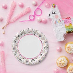 Cute pastel rainbows paper plate