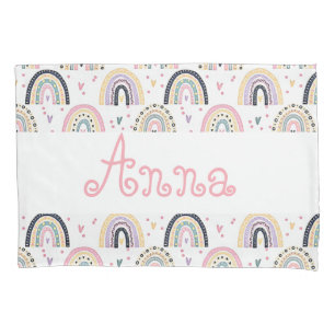 Cute pastel rainbows personalised pillowcase