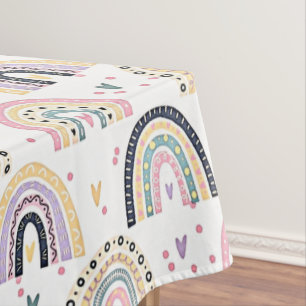 Cute pastel rainbows  tablecloth