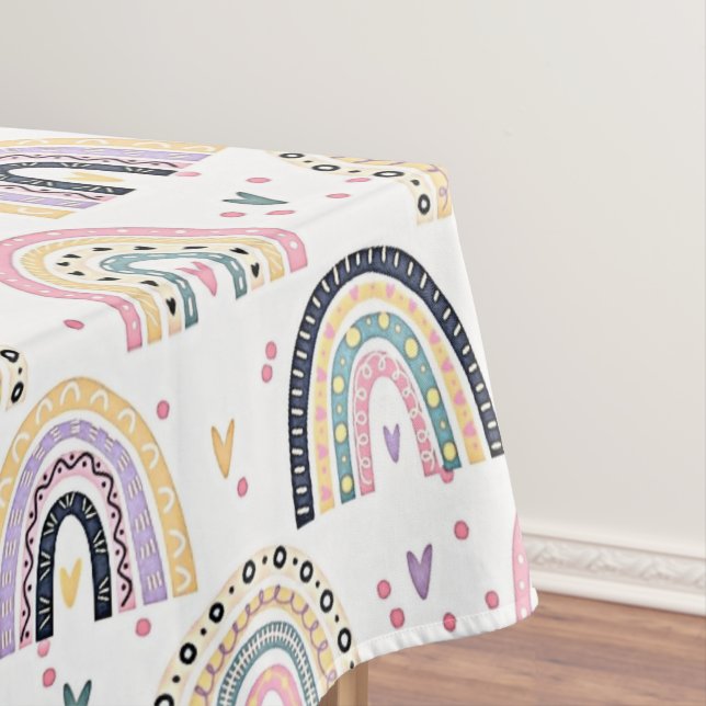 Cute pastel rainbows  tablecloth (In Situ)
