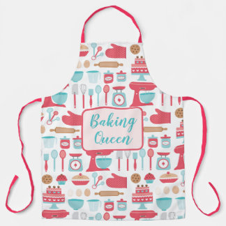 Cute pastel retro kitchen baking utensils pattern apron