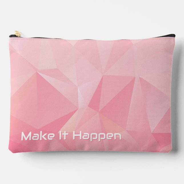 Cute Pastel Rose Motivational Make It Happen  Accessory Pouch (Front)
