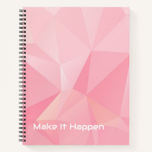 Cute Pastel Rose Motivational Make It Happen  Notebook