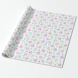 Cute Pastel Scattered Diamonds Wrapping Paper