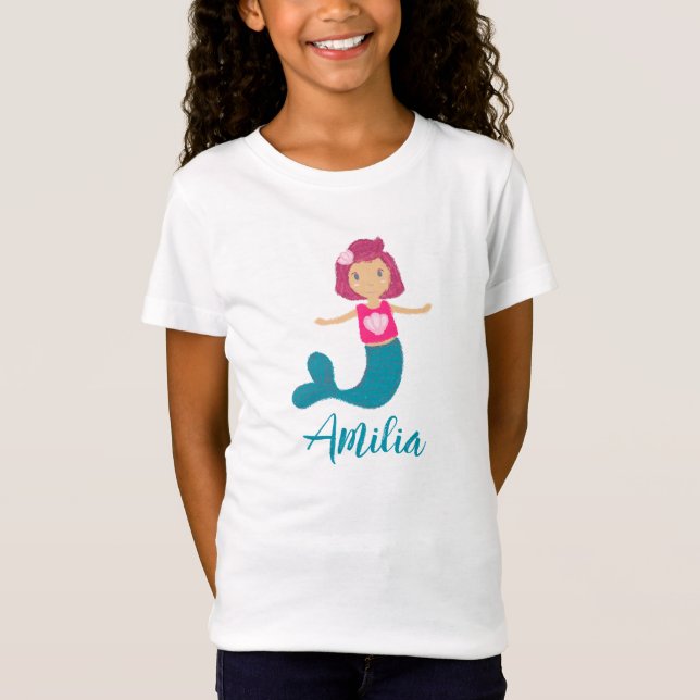 Cute Pastel Seashell Mermaid Princess T-Shirt (Front)