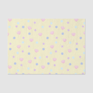 Cute Pastel Seashells and Pearls in Lemon Chiffon Tissue Paper