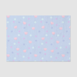 Cute Pastel Seashells and Pearls in Periwinkle Tissue Paper