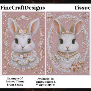 Cute Pastel Shabby Chic Bunny Pair EW8 Decoupage Tissue Paper