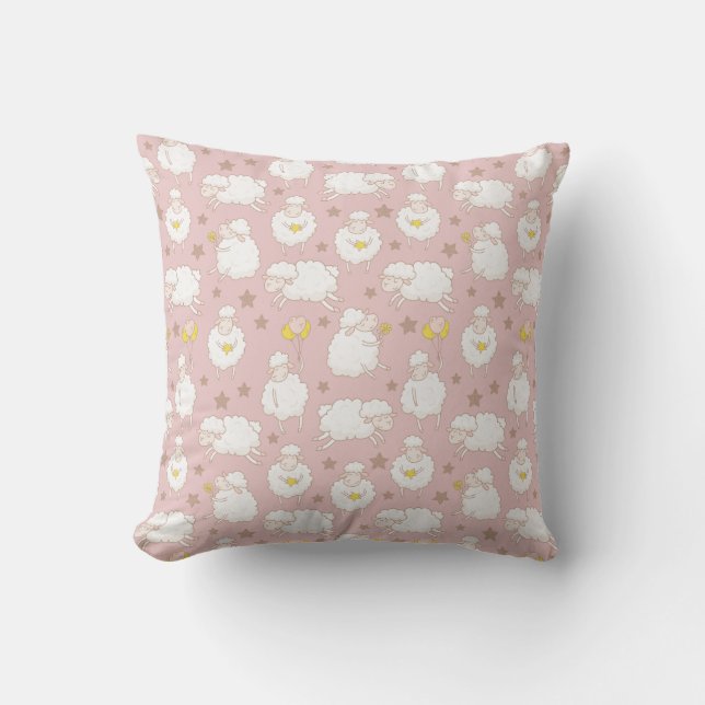Cute Pastel Sheep Pattern Lamb baby Cushion (Front)