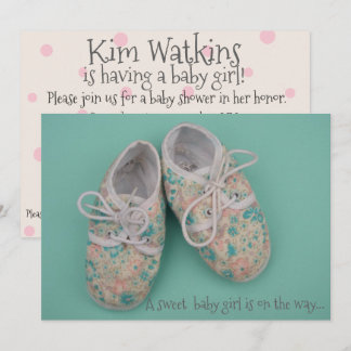 Cute pastel shoes baby girl shower invitation