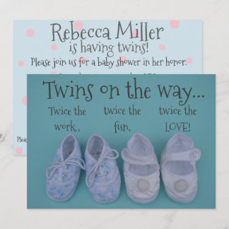 Cute pastel shoes twins baby shower invitation