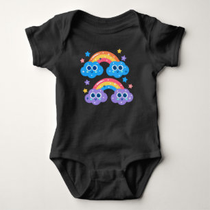 Cute Pastel Shooting Stars Rainbow Illustration Baby Bodysuit