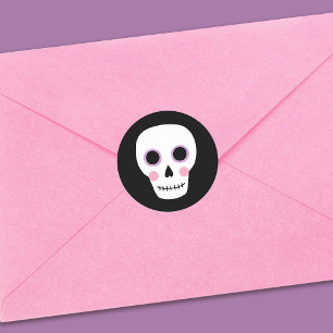 Cute Pastel Skull Halloween Birthday Classic Round Sticker