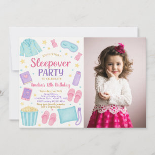 Cute Pastel Sleepover Birthday Invitation