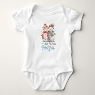 Cute Pastel Snowmans Baby Bodysuit