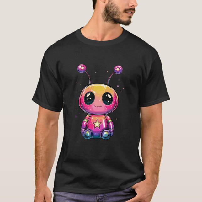 Cute Pastel Space Creature Rainbow Alien T-Shirt (Front)