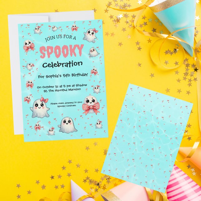 Cute Pastel Spooky Ghost Halloween Kids Birthday  Invitation (Creator Uploaded)