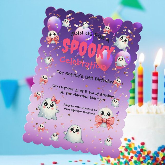 Cute Pastel Spooky Ghost Kids Birthday Invitation (Creator Uploaded)