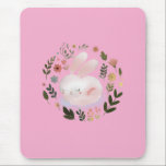 Cute Pastel Spring Bunny Floral Wreath Nursery Art Mouse Pad<br><div class="desc">Bring a touch of sweet, whimsical nature to your space with this adorable spring bunny design. The artwork features a soft, pastel pink sleeping rabbit surrounded by a beautiful botanical wreath of blooming spring flowers and leaves. This charming watercolor-style illustration is perfect for customizing Easter gifts, baby shower invitations, nursery...</div>
