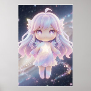 Cute Pastel Star Fairy Art Poster