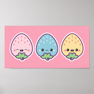 Cute Pastel Strawberries Poster