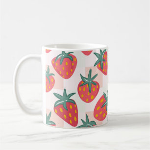 Cute Pastel Strawberry Pattern – Soft Gingham Coffee Mug