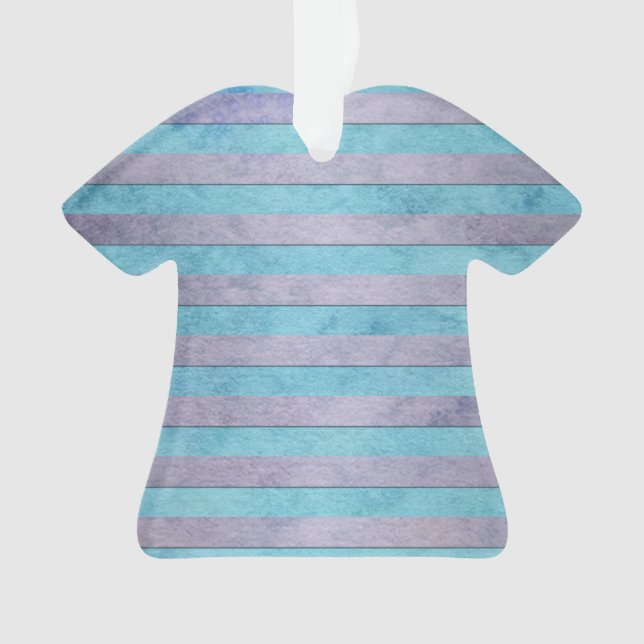 Cute Pastel Stripes Pattern in Light Blue and Teal Ornament (Front)