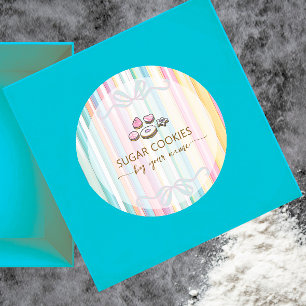 Cute Pastel stripes Sugar cookies Bakery Classic Round Sticker