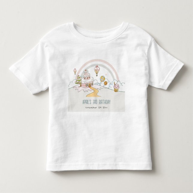 Cute Pastel Sweet Time Candy Land Kids Birthday Toddler T-Shirt (Front)