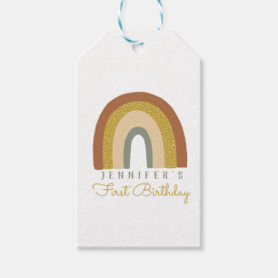 Cute Pastel Terracota Rainbow Birthday Gift Tags