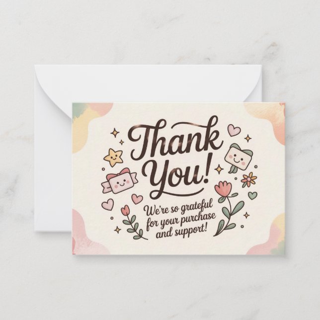 Cute Pastel Thank You Card  (Front)