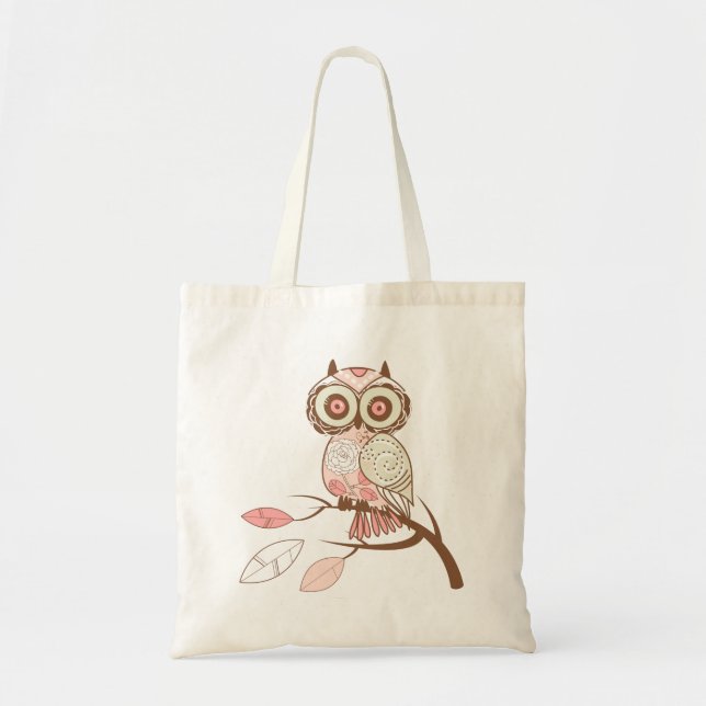 Cute Pastel Tones Owl Tote Bag (Front)