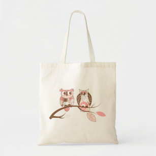 Cute Pastel Tones Pair of Owls Tote Bag