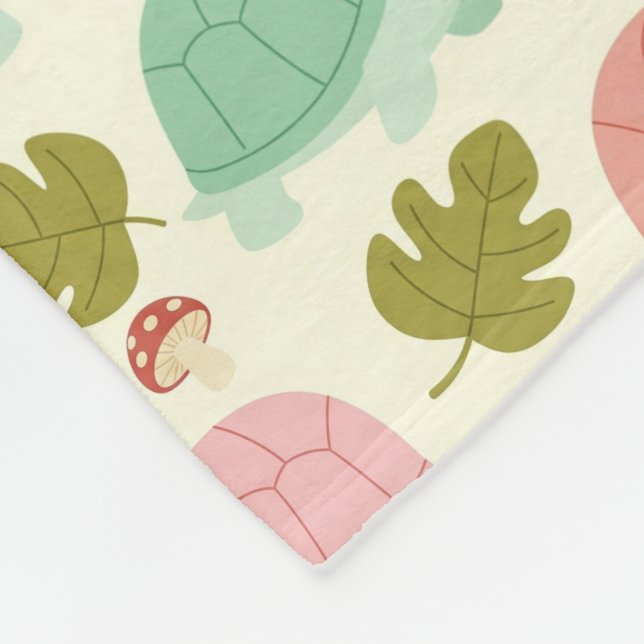 Cute Pastel Turtle Seamless Fleece Blanket (Corner)