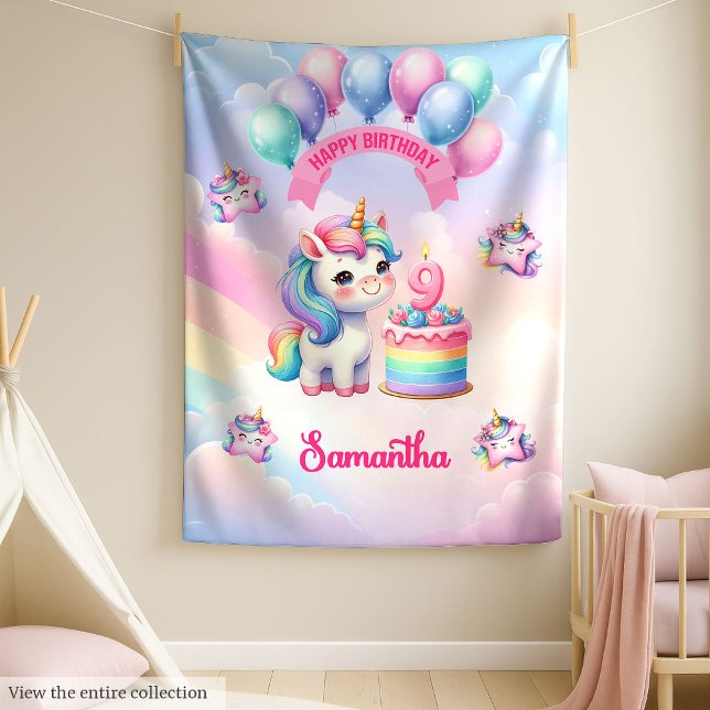 Cute Pastel Unicorn Blanket 9th Birthday Girl (Cute Pastel Unicorn Blanket 9th Birthday Girl)