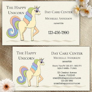 Cute Pastel Unicorn Child Care Business Card
