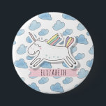 Cute pastel unicorn. Girly. Funny magical animal 7.5 Cm Round Badge<br><div class="desc">Cute funny unicorn button.</div>