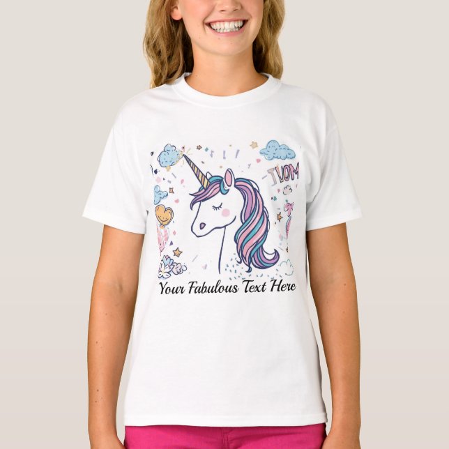 Cute Pastel Unicorn  Magical Animal Tee for kids (Front)